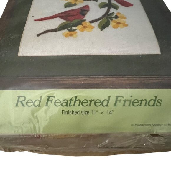 Needlecrafts Society Needlepoint Kit Red Feathered Friends 11" x 14" Finished Si - Picture 3 of 4